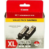 Canon PGI-270 XL Ink Cartridge - Pigment Black - Inkjet - 2 / Pack F/MG6820/21/22 MG5720/21/22 MG7720