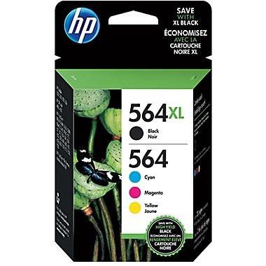 HP 564XL/564 High Yield Black and Standard C/M/Y Color Ink Cartridges (In Retail Packing)