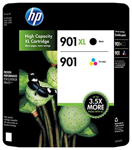 HP 901XL/901 Ink Cartridge, Black/Multicolor, Pack of 2, (CZ722FN)
