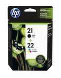 HP 21 Black & 22 Tri-color Original Ink Cartridges, 2 Cartridges (C9509FN)